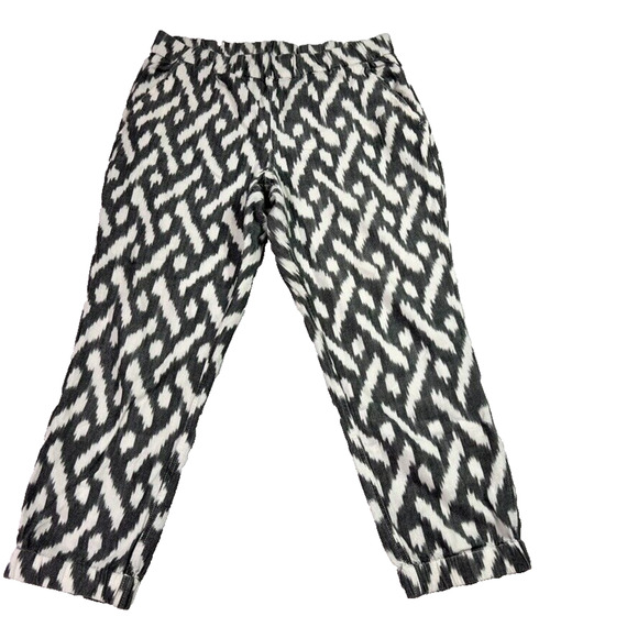 J. Crew Seaside Pants Women's in Ikat Size 12 Gray Cream Pull On Crop Capri PP85 - Picture 1 of 11